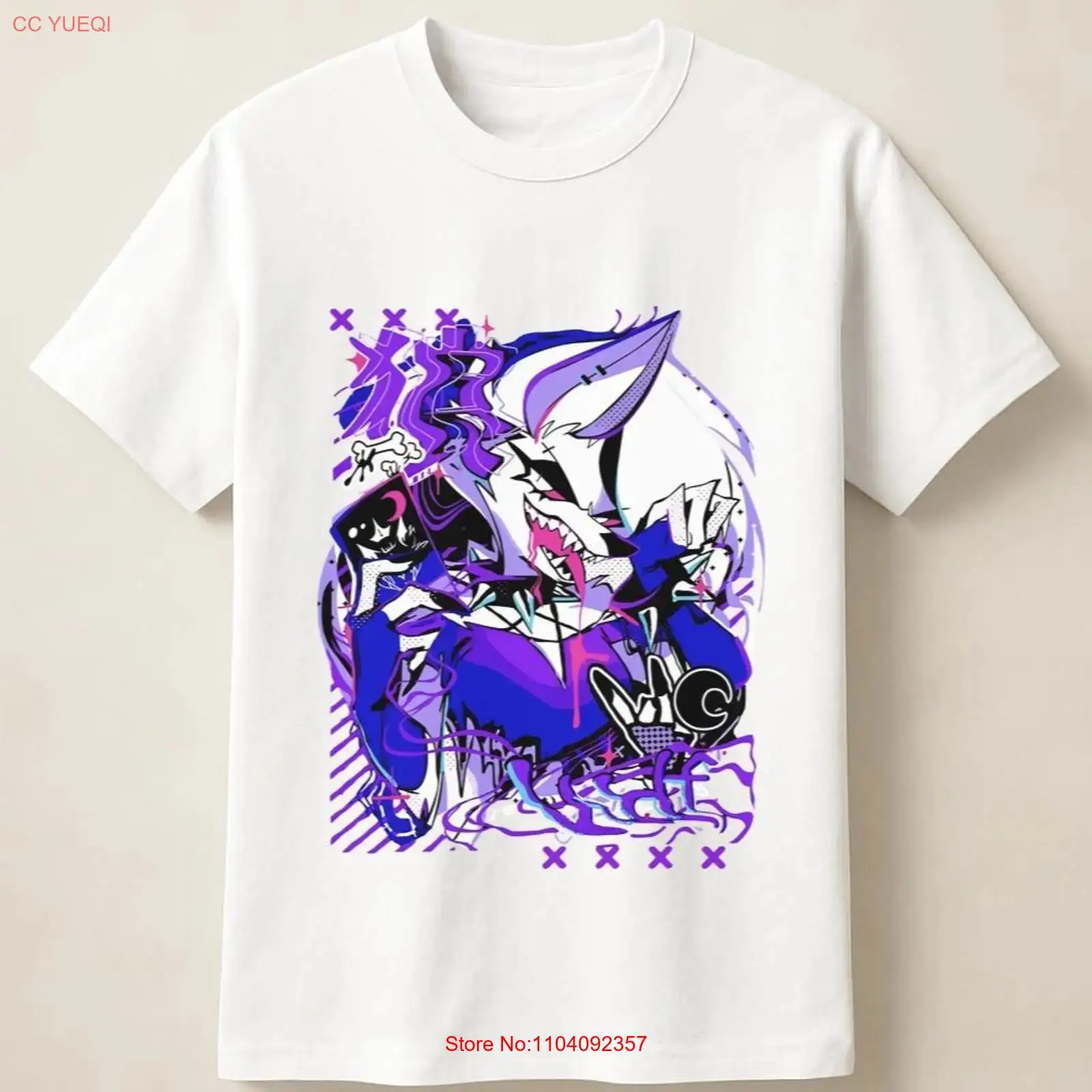 Anime Themed Merchandise - Camiseta Morada con Estampado de Lobo